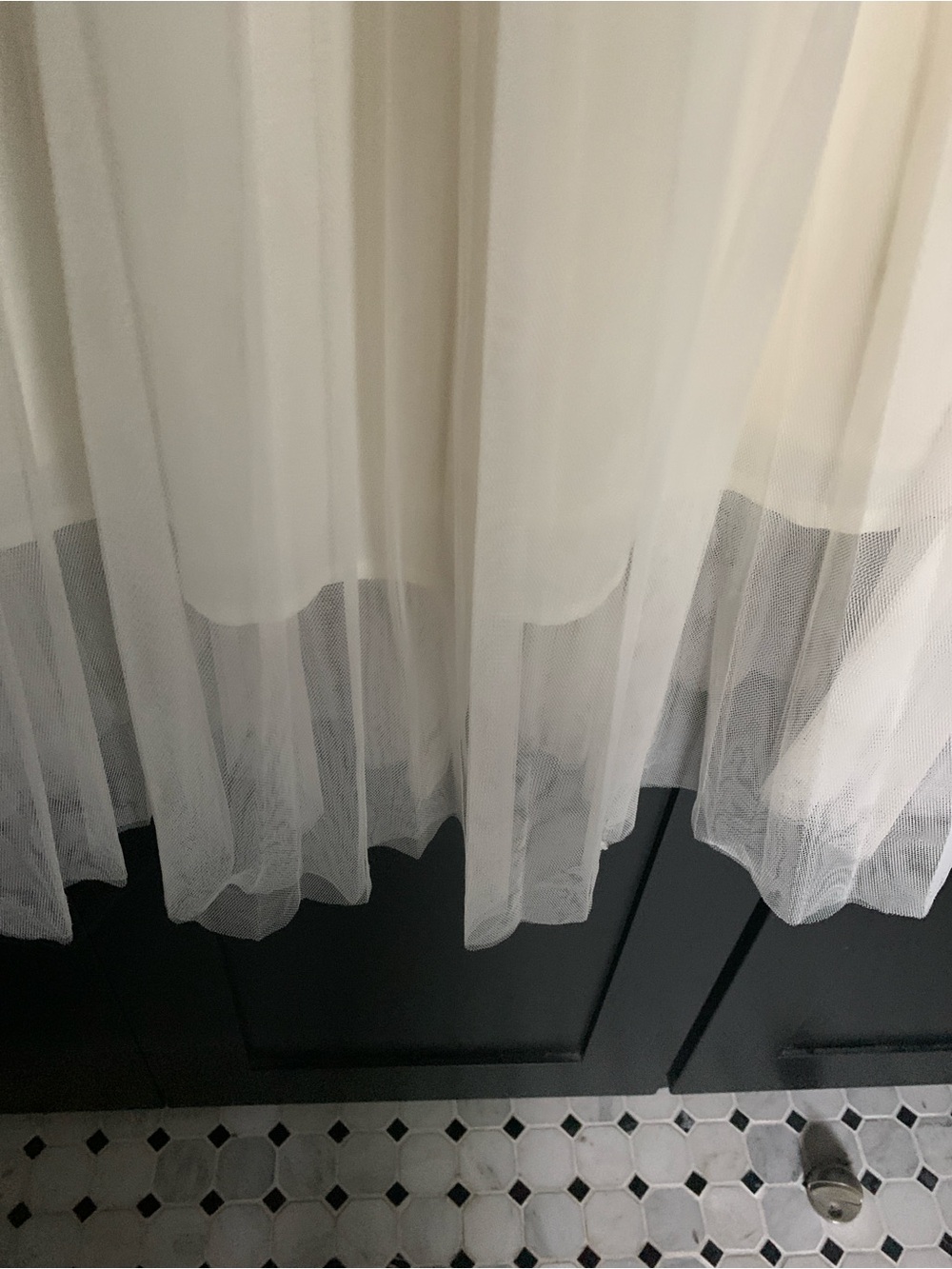Sleeveless Ivory Tulle Midi Dress - Picture 5 of 8